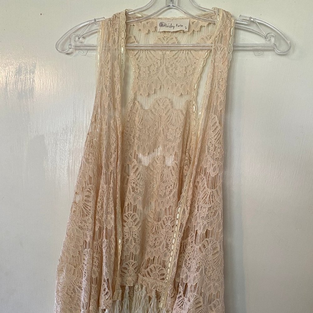 Boho Ivory Lace Vest